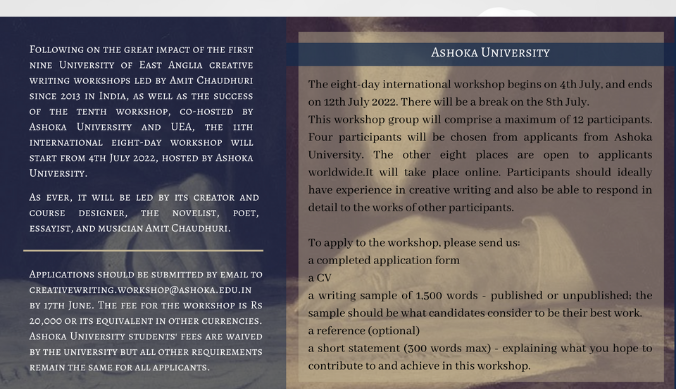 ashoka university creative writing workshop