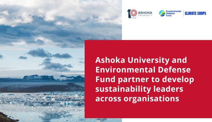 Ashoka University and EDF partner to develop sustainability leaders; icy landscape in the background.