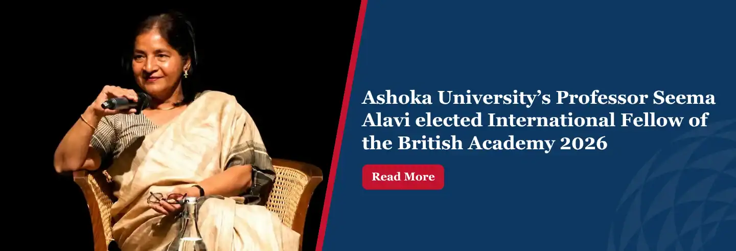 Woman in a sari holding a microphone, text announces her election as British Academy Fellow 2026.